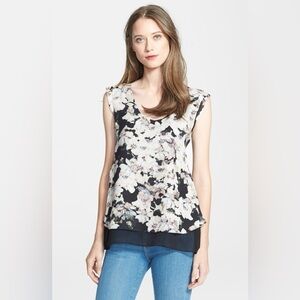 Rebecca Taylor Frosted Flower Print Silk Top - Size 6